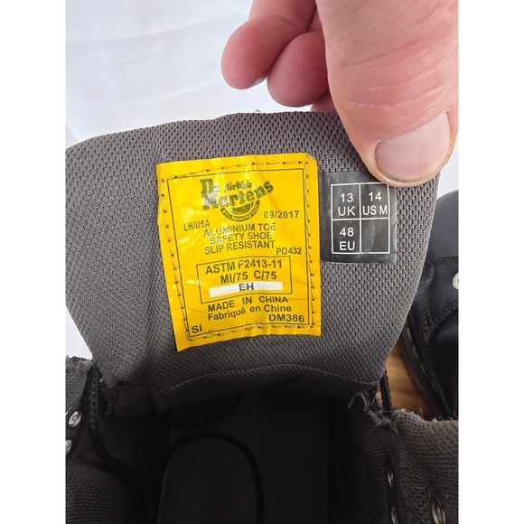 Dr Martens Industrial Aluminum Toe Safety Work Boots Black Mens Size 14 Slip Res - Picture 12 of 15